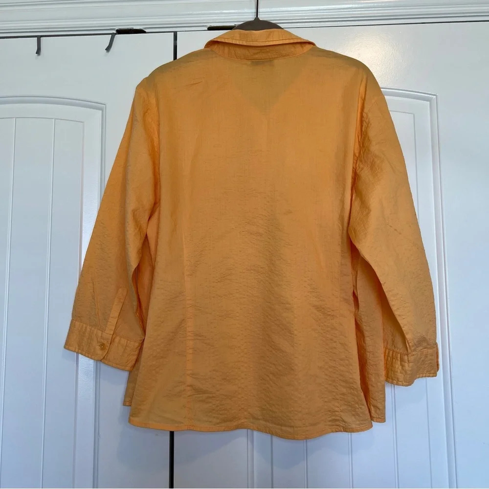 Talbots orange 3/4 sleeve button down shirt, XL - Picture 2 of 8